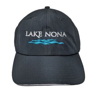 Lake Nona Strapback Hat Black One Size Adjustable Embroidered 6 Panel CORE365